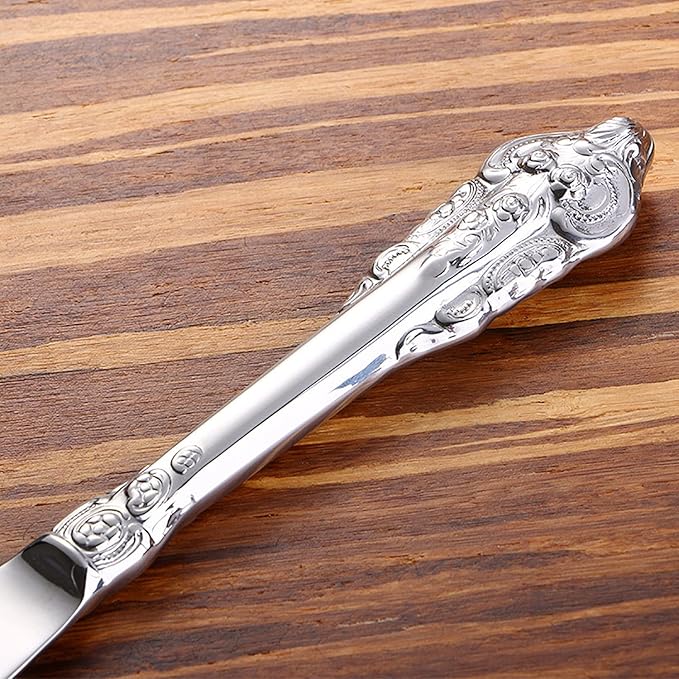 Silverware Set 18/10 Stainless Steel Flatware Sets Palace Style 32 Piece Delicate Cutlery Set for 8 Durable Home Kitchen Wedding Tableware Utensil Include Knifes Teaspoons Forks and Spoons