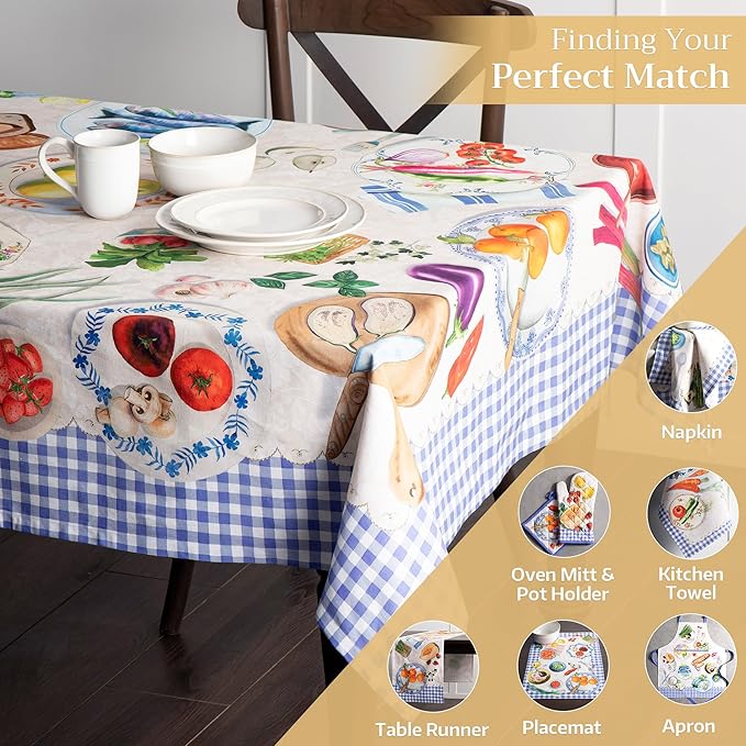 Maison d' Hermine Table Cloth Square Table 100% Cotton 54 x 54 Inches Tablecloth Reusable Decorative for Dining Room Farmhouse Home Valentines Day Decorations Spring Summer - Gourmand