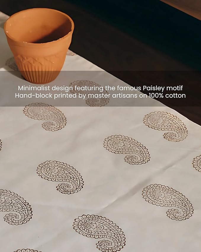 Handmade Cotton Placemats – Artisan Block-Printed Table Placemats | Soft, Washable & Timeless Dining Table Décor for Everyday Gatherings (Paisley Love | Set of 4)