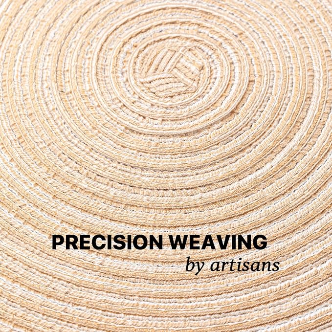 Round Placemats Set of 8 Woven Placemats Washable Braided Table Mats for Dining Table Heat Resistant Non-Slip Circle Place Mats(Beige)