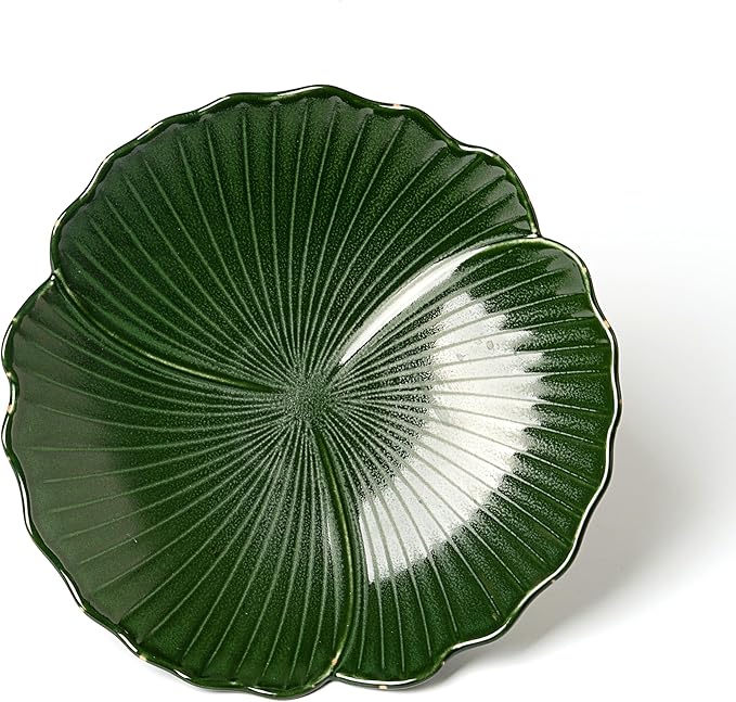 Ceramic Modern Large Green Fruit Bowl, 8.5" - Decorative for Home Decor