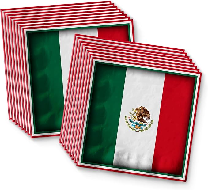 Mexico Flag Birthday Party Supplies Set Plates Napkins Cups Tableware Kit for 16