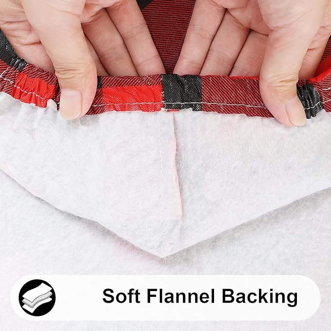 Smiry Rectangle Picnic Table Cloth, Elastic Waterproof Fitted Vinyl Tablecloths, Flannel Backed Buffalo Plaid Table Covers for Dining, Camping, Outdoor (Black and Red, 30" x 72")