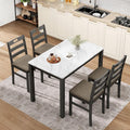 Sophia & William 5 Piece Dining Table Set for 4, Faux Marble Kitchen Table and Chairs Set, Solid Wood Farmhouse Dinner Table Set,Venatino White Marble & Black