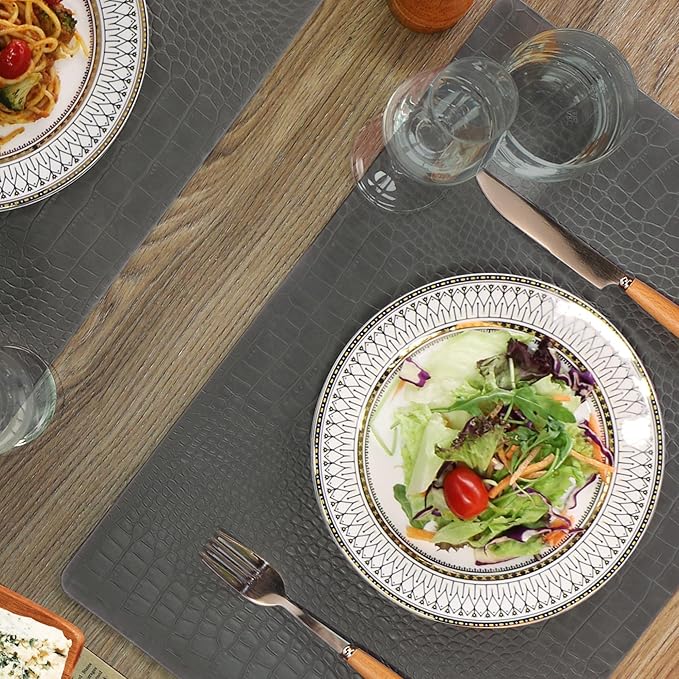 Set of 8 Faux Leather Placemats, PU Table Mats, Waterproof, Stain Resistant, Heat Resistant, Easy to Clean for Kitchen Dining Table,Conference Table