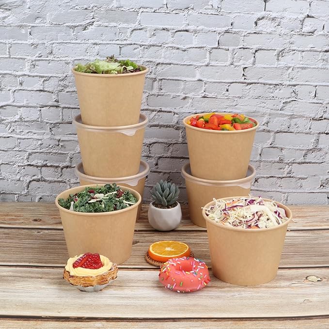 36 oz Disposable Kraft paper bowls with lids, Food containers Soup Bowls Party Supplies Treat Bowls 40 Pack