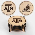 LazerEdge Texas A&M Aggies Wooden Coaster Set - Maple Wood - Officially Licensed Product - 4-Pack