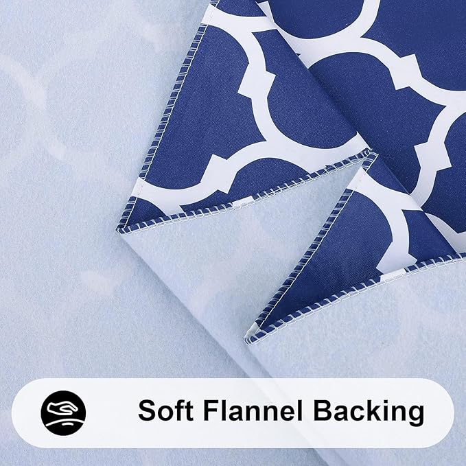 Smiry Rectangle Table Cloth, Wipeable Spillproof Plastic Tablecloths for Dining, Waterproof Vinyl Tablecloth with Flannel Backing for Rectangle Tables, Camping, Outdoor and Indoor (70"x120", Navy)