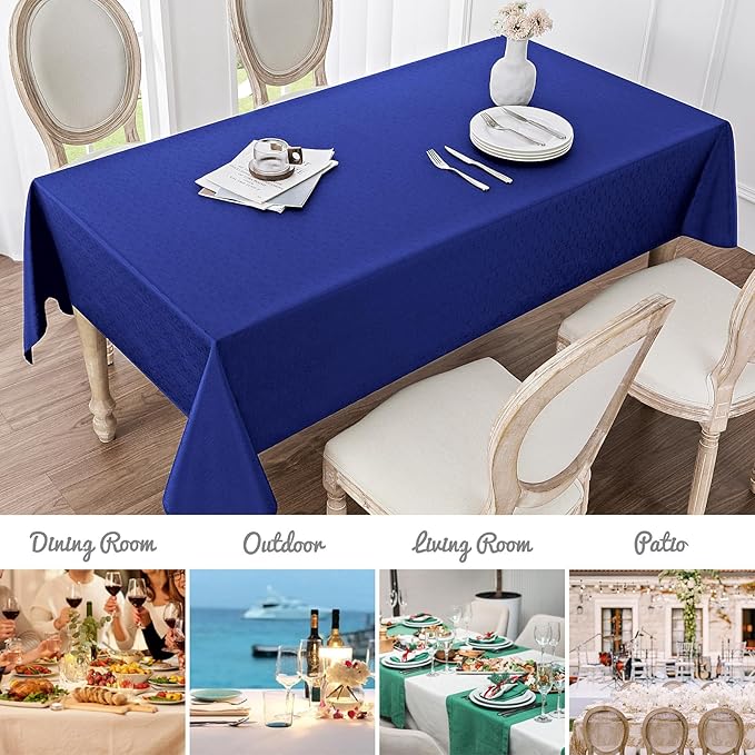 Rectangle Tablecloth Waterproof 60x104 inch Linen Textured Table Cloth Stain and Wrinkle Resistant Washable, Decorative Fabric Table Cover for Dining, Party and Camping, Royal Blue