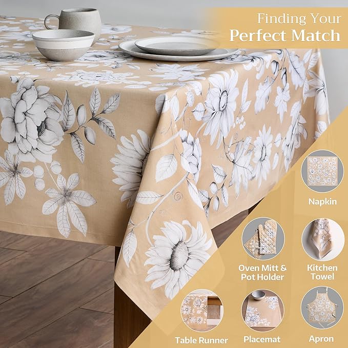Maison d' Hermine Table Cloth Square Table 100% Cotton 54 x 54 Inches Fall Tablecloth Reusable Everyday Use for Thanksgiving Christmas Decorations Dining Farmhouse Party (Pretty Autumn)