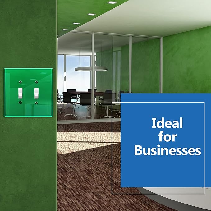 LIDER Reflective Acrylic Toggle Switch Wall Plate, Mirrored Light Switch Plate, Plexiglass Switch Cover, Acrylic Glass, Oversized 2-Gang 5.25" x 5.25", LWP-12O-AGR, Green