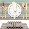 Winknowl Placemats Set of 8, Heat Resistant Non-Slip Vinyl Woven Table Mats for Dining Table, Washable Durable Elegant Place Mats for Kitchen Indoor/Outdoor Use (Teal Green)