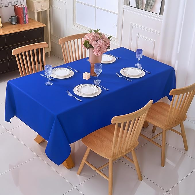 2-Pack 60x60 inch Royal Blue Table Cloths, Solid Stain and Wrinkle Resistant Tablecloth, Premium Plain Weave Polyester Fabric Rectangle Table Linen Covers for Hotel, Banquet