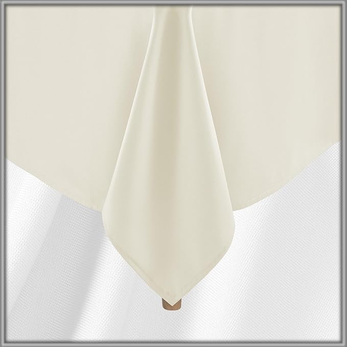 Lann's Linens 60 x 126 Inch Rectangular Tablecloth, Washable Polyester Fabric Table Cloth for Dining Tables, Parties, Restaurants, Weddings - Ivory