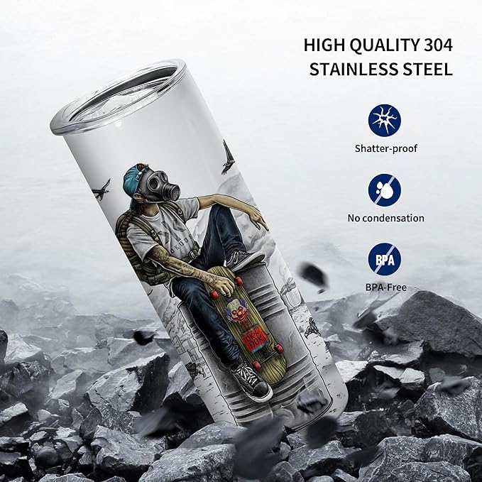 AGH 10pcs 20oz Sublimation Tumblers Bulk With Flat Edge, 20 oz Sublimation Tumbler Blank, Skinny Straight Stainless Steel Blanks Cups with Individual Box, Plastic Straw for Coffee, Drinks, DIY, Crafte