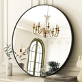 30 Inch Round Bathroom Mirror - Black Wall Mounted Circle Mirror with Metal Frame, Modern Round Hanging Mirror Suitable for Bathroom, Vanity, Entryway, Living Room