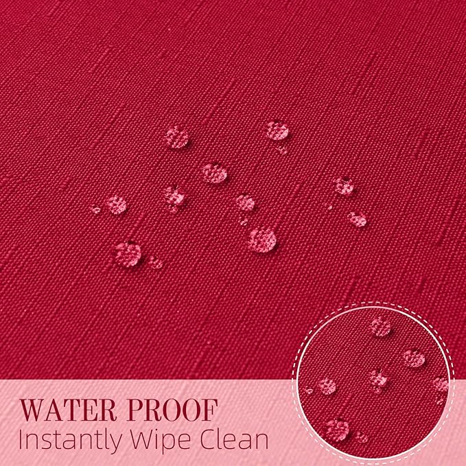 Cloth Place Mats Set of 8–Reusable Rectangular Waterproof Fabric Polyester Washable Wipeable Heat Resistant Linen for Kitchen Dining Dinner Restaurant Wedding Table(DarkRed/13x19 Inch)