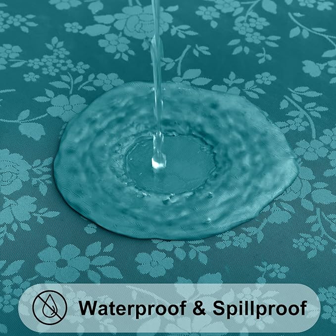 Smiry Round Table Cloth, Waterproof Heavy Duty Vinyl Tablecloths, Wipeable Washable Table Cover for Kitchen and Dining Room (Emerald Green, 60" Round)