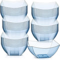 Tanlade 50 Pcs Square Plastic Serving Bowls Disposable Snack Salad Bowl Small Party Candy Bar Containers Taco Bar Serving Dishes for Buffet Chips Fruit (8 oz,Blue)