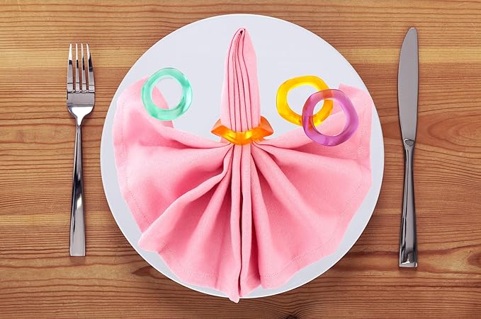 ALPHA Living HOME Set of 12 Epoxy Resin Napkin Rings - Handcrafted Napkin Ring Holders 1.5" Napkin Rings for Christmas Party Decoration, Dinning Table, Family Gatherings, Table Décor(Multi Pastel)
