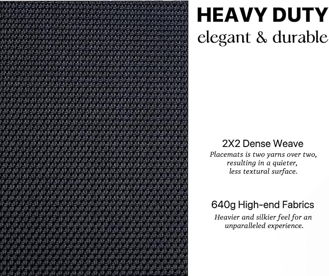 LEXMORE Placemats Set of 4 Vinyl/Plastic Woven Place Mats for Kitchen Table Indoor/Outdoor Washable Placemat Wipeable Dining Table Mats(Black)
