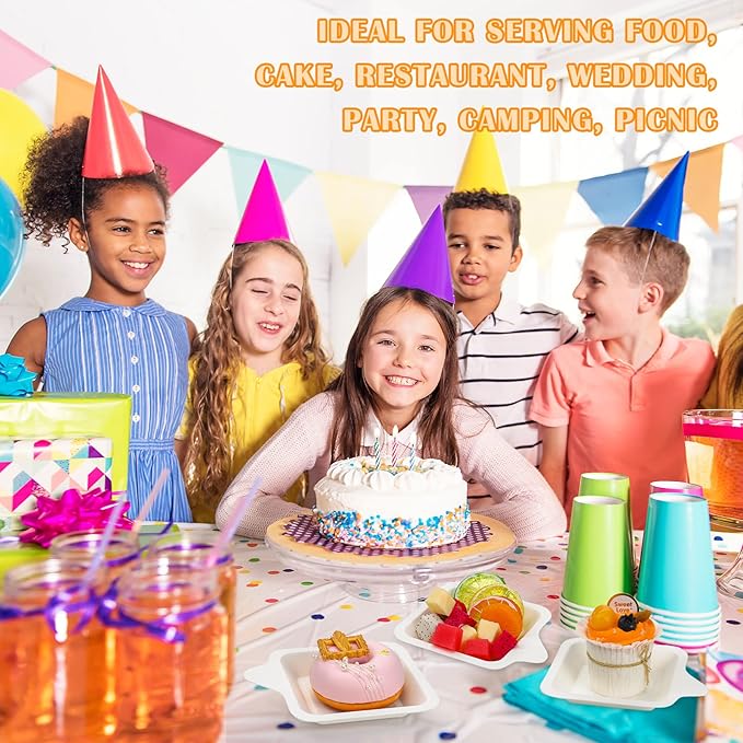 Remerry 1000 Pcs Small 4 Inch Paper Plates Bulk Disposable Plates Paper White Square Dessert Cake Party Snack Sugarcane Bagasse Fiber Wedding Birthday Dinner Graduation Pet Feeding (4.45 x 5.24 Inch)