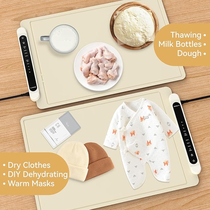 Food Warming Mat Electric Tray: Adjustable Silicone Heating Pad with 3 Temperature Settings 4 Timer Function Portable Roll Up Hot Plate for Buffets Party Gatherings Kitchen Warmer Countertop Holiday