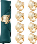 Gold Leaf Napkin Rings Set of 8, Metal Material