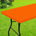 Smiry Rectangle Picnic Table Cloth, Waterproof Elastic Fitted Tablecloths for 4 Foot Tables, Washable Polyester Table Cover for Camping, Indoor and Outdoor (Orange, 24"x48")
