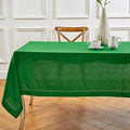 Solino Home Garden Green Linen Tablecloth 60 x 132 Inch - 100% Pure Linen Hemstitch Table Cloth for Rectangle Tables - Classic Hemstitch, Washable Tablecloth for Winter, St Patricks Day, Easter