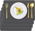 Vinyl Placemats Set of 4 Faux Leather 100% Waterproof Wipeable Washable Place Mats Heat Resistant Easy Clean Non-Slip Table Mats for Indoor Outdoor. (4,Gray)