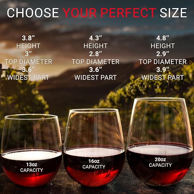 Unbreakable Stemless Plastic Wine Glasses | Reusable | Shatterproof 100% Tritan Plastic | Dishwasher-Safe | BPA-free | Awesome for Indoor & Outdoor | 13 oz, Set of 4