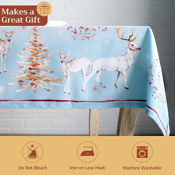 Maison d' Hermine Table Cloth Square Table 100% Cotton 54 x 54 Inches Fall Tablecloth Reusable Everyday Use for Thanksgiving Christmas Decorations Dining Farmhouse Party (Fairy Tale Forest)