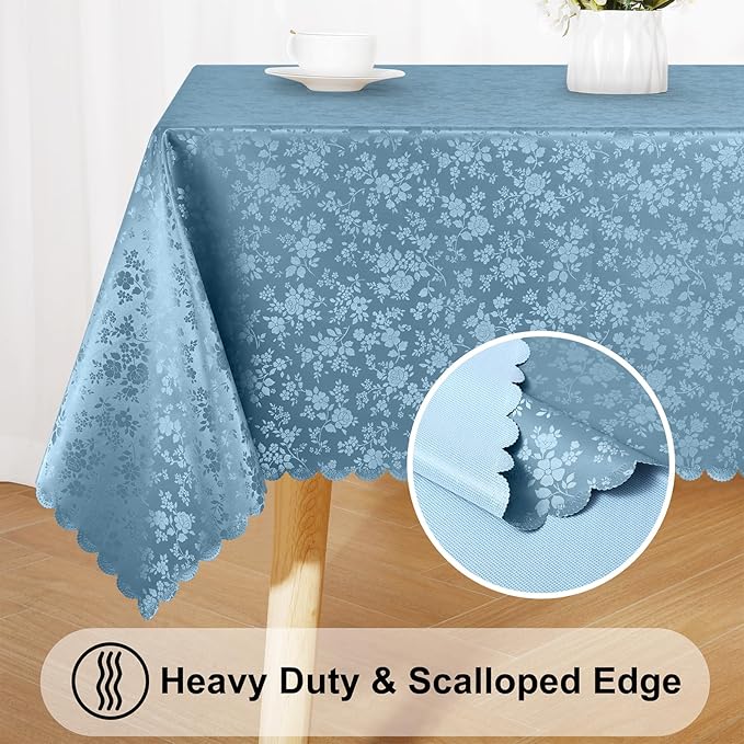 Smiry Square Table Cloth, Waterproof Heavy Duty Vinyl Tablecloths, Wipeable Washable Table Cover for Kitchen and Dining Room (Stone Blue, 60" X 60")