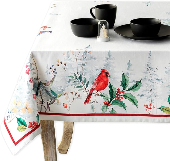 Maison d' Hermine Table Cloth Rectangle Table 100% Cotton 60 x 108 Inches Fall Tablecloth Reusable Everyday Use for Thanksgiving Christmas Decorations Dining Farmhouse Party (Morzine)