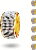 Silver Diamond Gold Napkin Rings Set, Rhinestone Napkin Holder for Dining, Anniversary, Wedding,Bling Cloth Holder Full of Crushed Diamond,Party of Table Setting Home Decor (12)