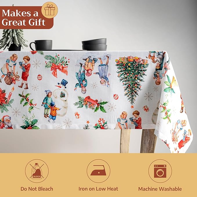 Maison d' Hermine Table Cloth Rectangle Table 100% Cotton 54 x 72 Inches Fall Tablecloth Reusable Everyday Use for Thanksgiving Christmas Decorations Dining Farmhouse Party (Chromo)