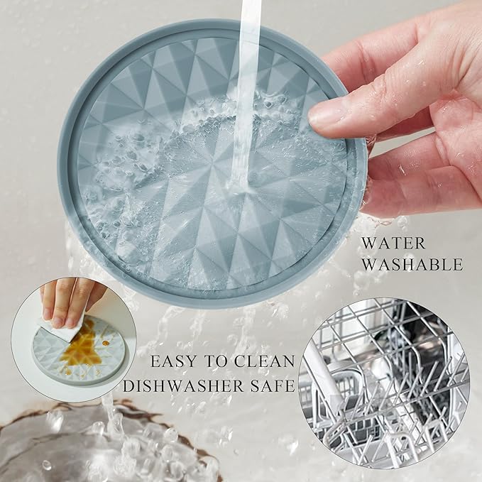 Silicone Coasters for Drinks[8 Pack, No Holder]- Cup Mat for Tabletop Protection-Non-Slip, Non-Stick, Coffee Table Decor, Great Gift for Any Occasion, Light Blue