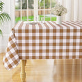 misaya Rectangle Waterproof Vinyl Table Cloth, Buffalo Flannel Backed Tablecloth, Wipeable Plastic Table Cover for Dinner, Kitchen, Outdoor (52" x 70", Brown and White)