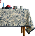 ISAENNE Designer French Linen Extra Long Rectangle Tablecloth,Blue Floral Washable Indoor Table Cloth,Durable Home Decor Tablecloths for Dining Thanksgiving Kitchen Party,67"*118"-Ruyi B