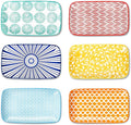 Selamica Rectangular Salad Plates, 7.1 Inch Dessert Plates Ceramic, Small Plates for Appetizer, Snack, Sushi, Fruit, Set of 6, Assorted Colors