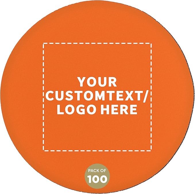 100 Round Foam Bud Coasters Pack, 4 inch - Customizable Text, Logo - PU Foam, Party Favor - Neon Orange