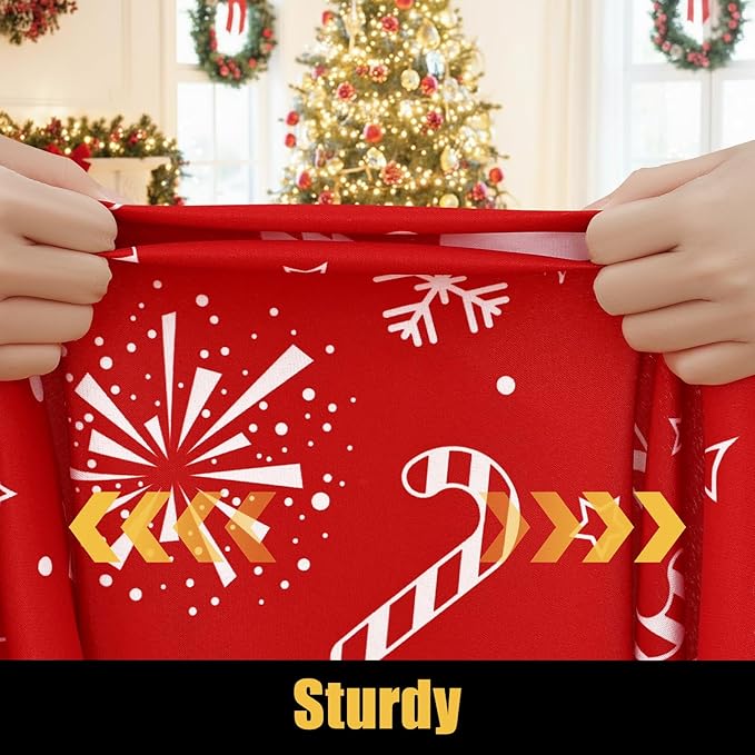 Smiry Rectangle Christmas Table Cloth, Waterproof Elastic Fitted Tablecloths for 6 Foot Tables, Washable Polyester Table Cover for Christmas Dinner (Snowflower, 30"x72")