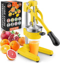Zulay Kitchen Cast Iron Juicer - Easy-to-Clean Heavy-Duty Manual Juicer, Professional Citrus Juicer - Stainless Steel Lemon Squeezer - Manual Citrus Press & Orange Squeezer - Orange Juicer (Yellow)