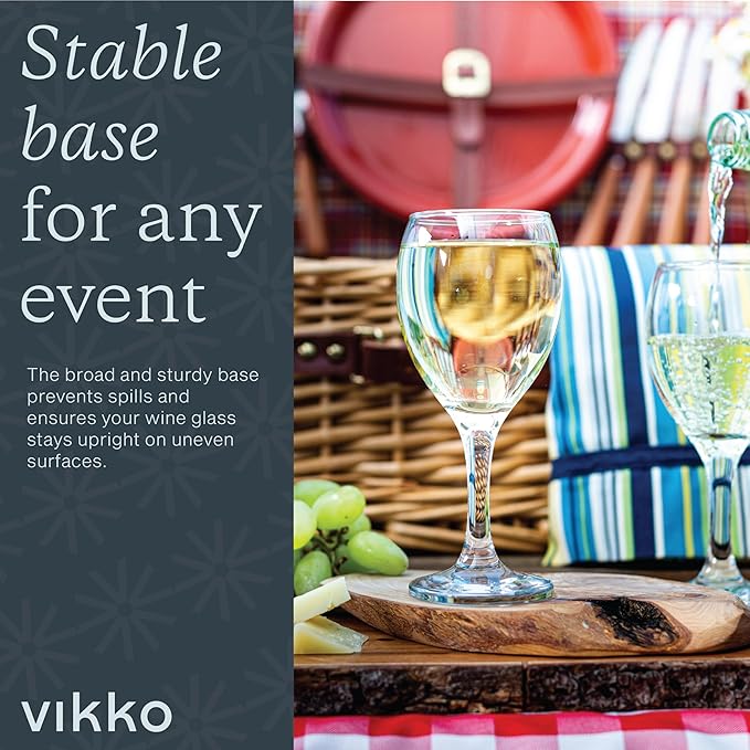 Vikko 8.5 Ounce Small Wine Glasses Set of 6, Fancy Red and White Wine Glass, Durable Stem, Copas De Vino Dishwasher Safe