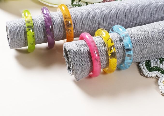 CLEENTABLE Napkin Rings Set of 12 - Epoxy Resin Napkin Holder Cuffs for Dinner Table Décor - Farmhouse Modern Serviette Rings for Weddings, Parties, Receptions, Banquets, Daily Use (Pastel)