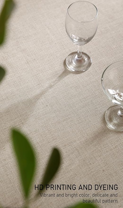ISAENNE Designer Christmas Linen Small Square Tablecloth,Light Beige Western Elegant Table Cloth,Wrinkle Resistant Decor Tablecloths for Dining Thanksgiving Kitchen Christmas,55"*55"-Carol G