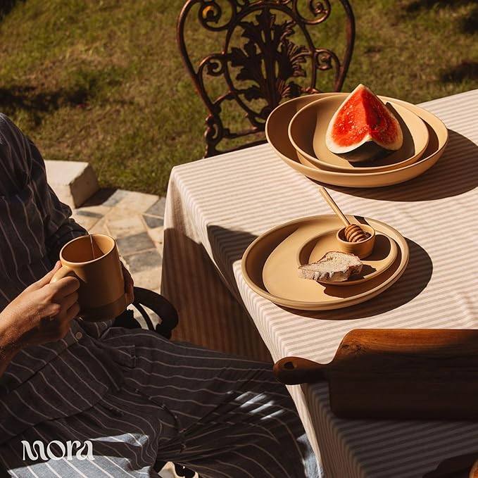 MORA Jumbo and Large Serving Dishes Set of 2, 13 inch and 12 inch Ceramic Pottery Oval Platters - Microwave, Oven and Dishwasher Safe - Iris & Merrigold