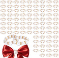 100Pcs Gold Disposable Imitation Pearl Napkin Rings, Exquisite White Gold Beaded Napkin Rings for Wedding Party Table Decoration and Daily Use