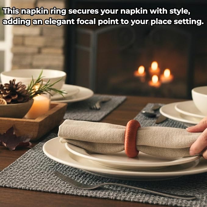 ALPHA Living HOME Harvest Yarn Wrap Napkin Rings – Set of 24, Modern Table Décor for Every Occasion